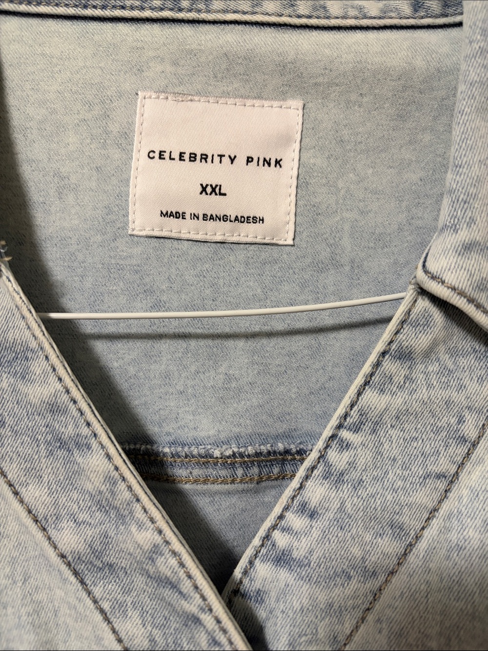 Celebrity Pink Faded Light Blue Denim Button-Down Dress - Picture 2 of 3